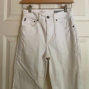 AG White Distressed Denim - The Rhett Vintage High-Waisted Straight Size 26R